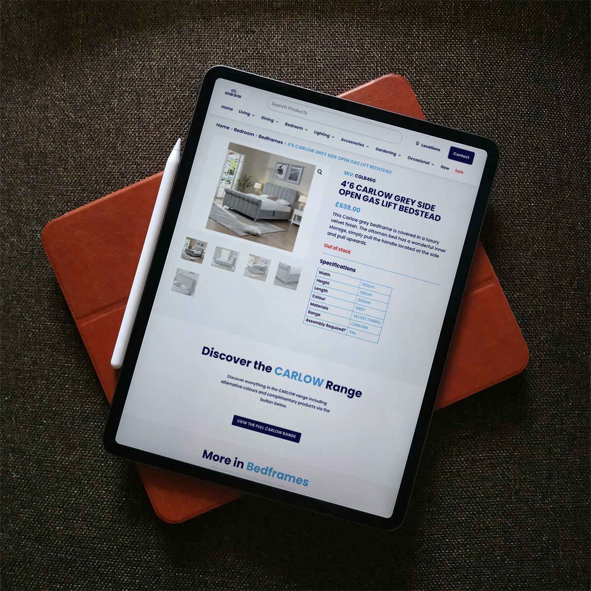 Viewing a product on Wyse Byse on a tablet